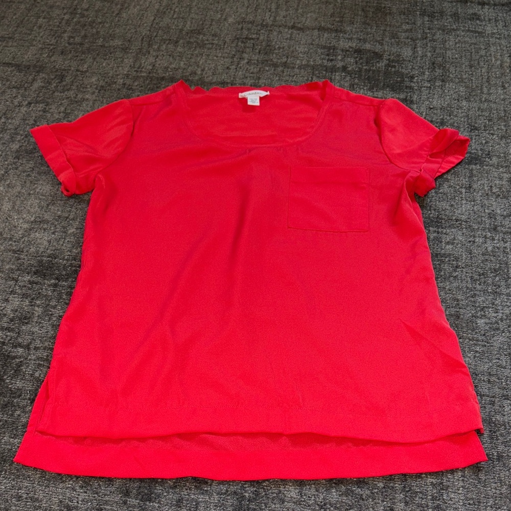 Calvin Klein Crimson Short Sleeve Top - XS